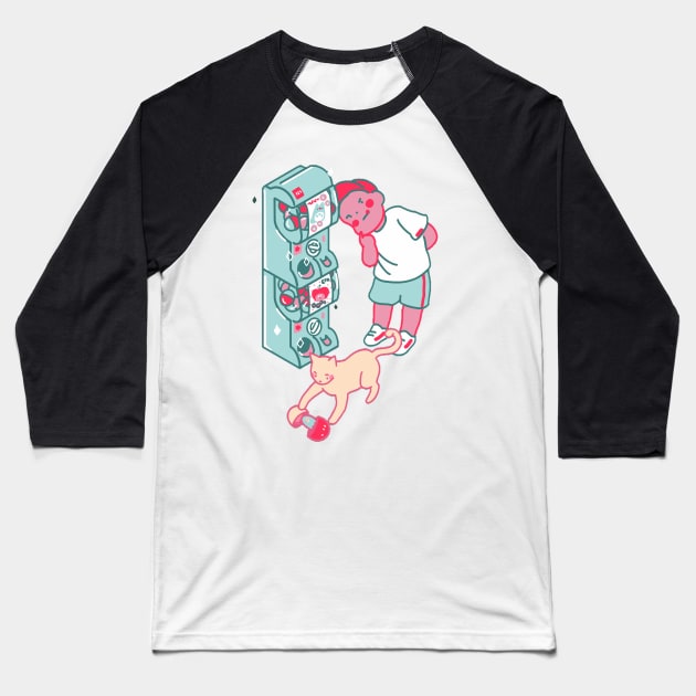 Boy with vending machine Baseball T-Shirt by SkyisBright